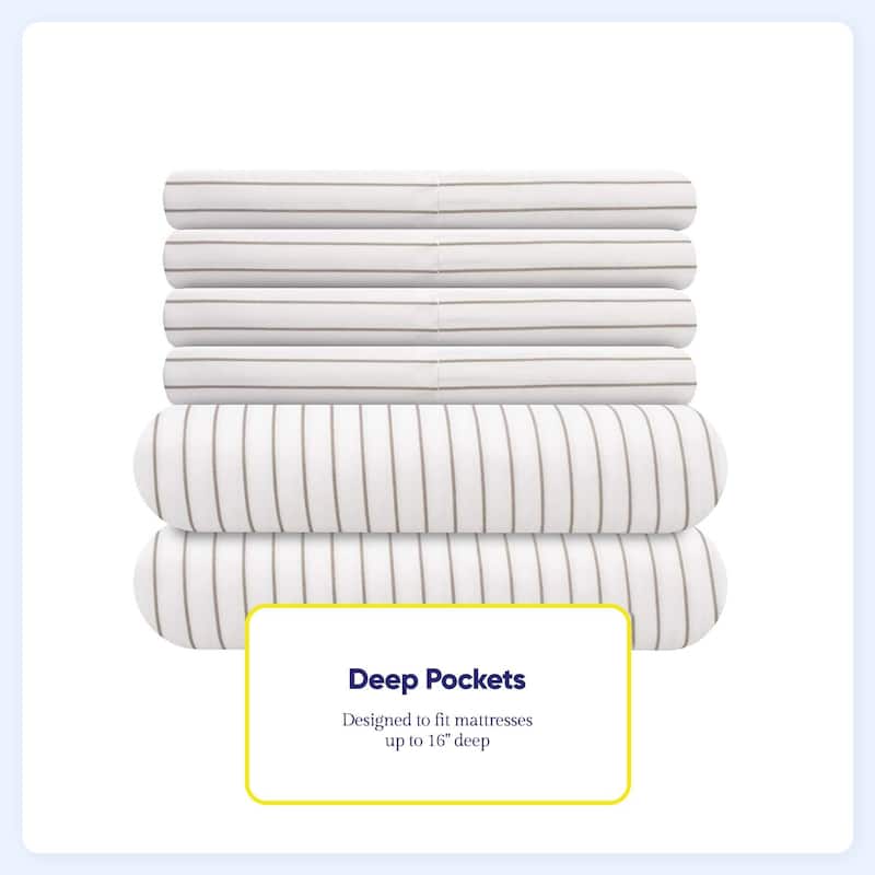 Sweet Home Collection 6 Piece Window Pane Printed Sheet Set, Deluxe Ultra Soft 1500 Series, Double Brushed Microfiber.