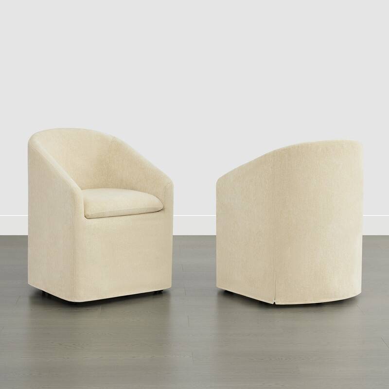Spruce & Spring Modern Upholstered Dining Chair with Casters & Removable Slipcover