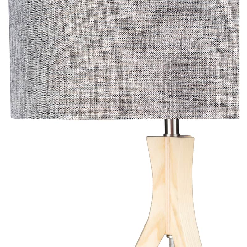Contemporary Alton Floor Lamp with Natural Finish Wood Base