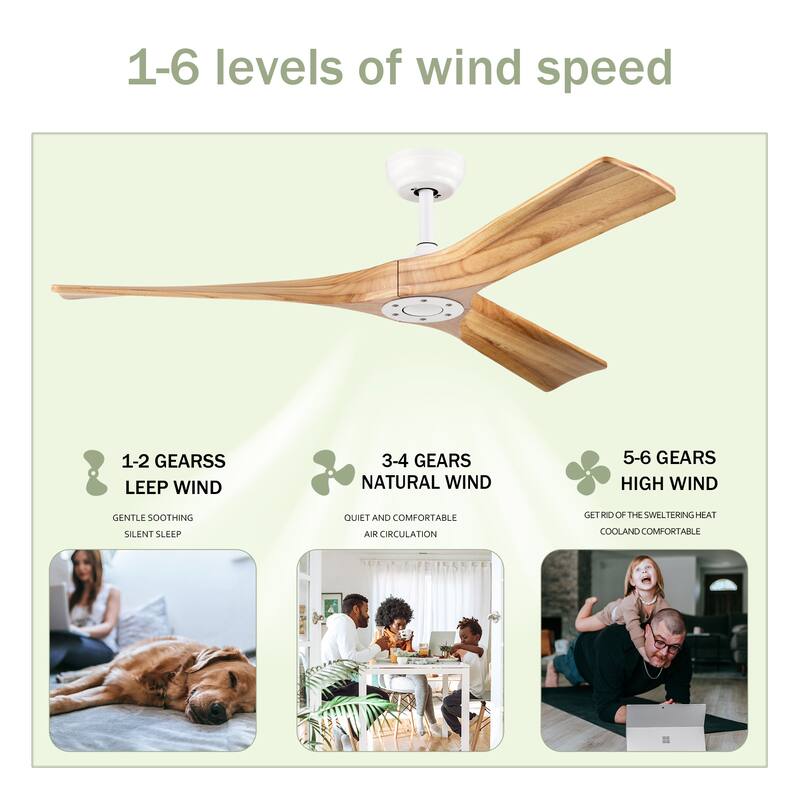 52" Ceiling Fan with Remote Control No Lights,Modern Reversible DC Motor Indoor 3 Blades Ceiling Fans