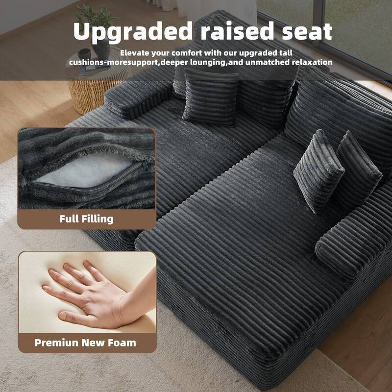 2 - Piece Upholstered Sectional Couch Sleeper Sofa L-Shape Chaise with Pillow