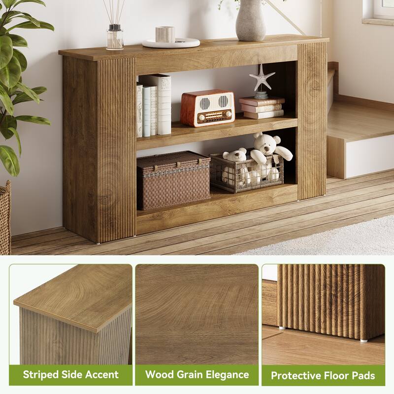 55-Inch Farmhouse Console Table, 3-tier Narrow Sofa Table with Storage - 11.81" D x 55.12" W x 31.5" H