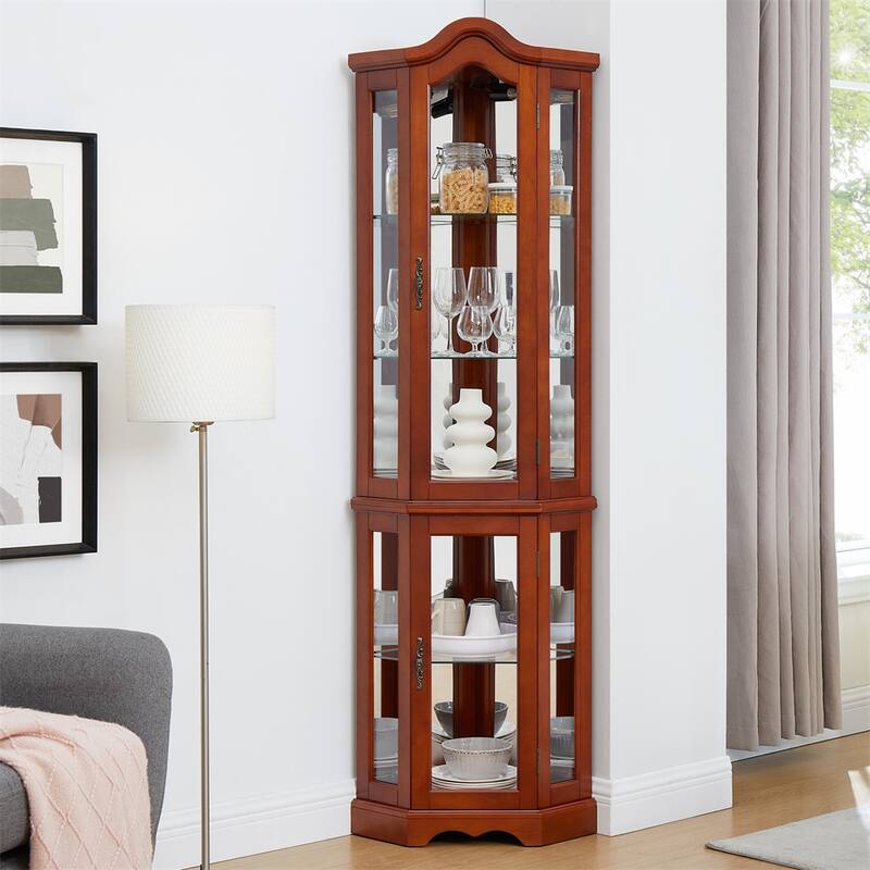 Lighted Display Cabinet with Adjustable Glass Shelves (No E26 Bulb)