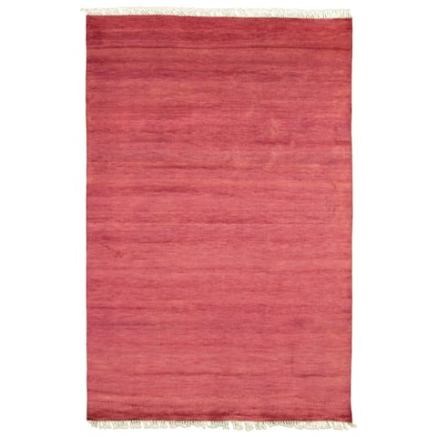 ECARPETGALLERY Hand-knotted Pak Finest Gabbeh Pink Wool Rug - 6'0 x 9'0