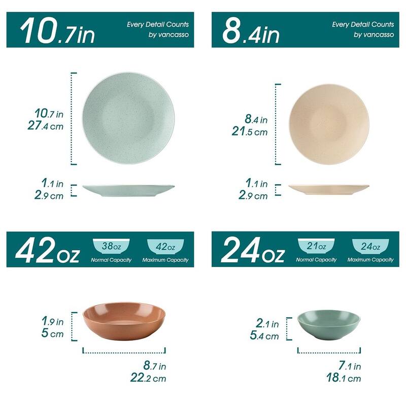 vancasso SABINE Stoneware Speckled Glaze Dinnerware Set