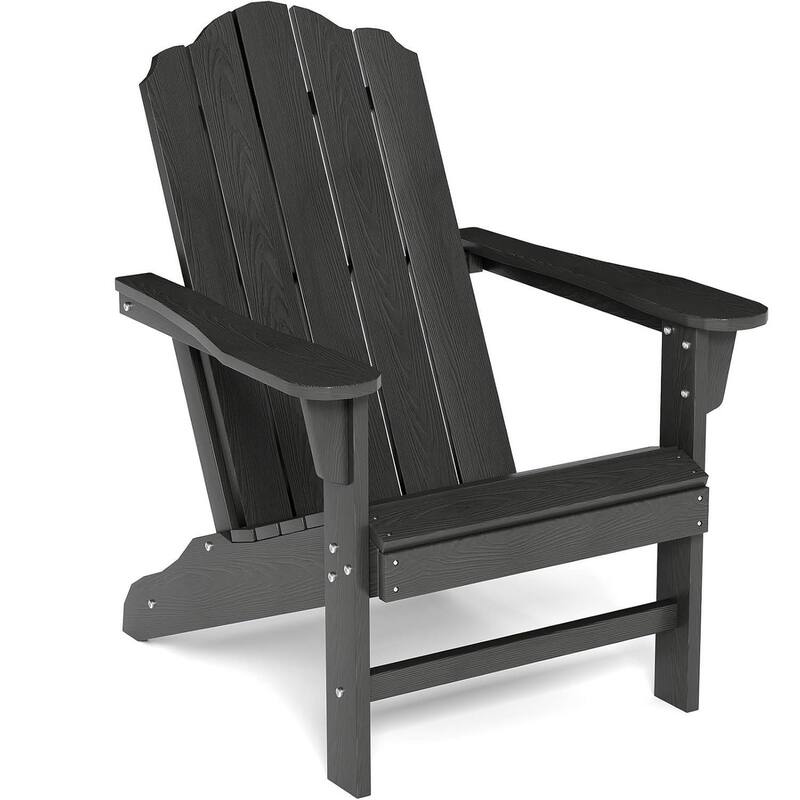 HDPE Adirondack Patio Chairs for Garden, Deck, Backyard, Poolside - Black