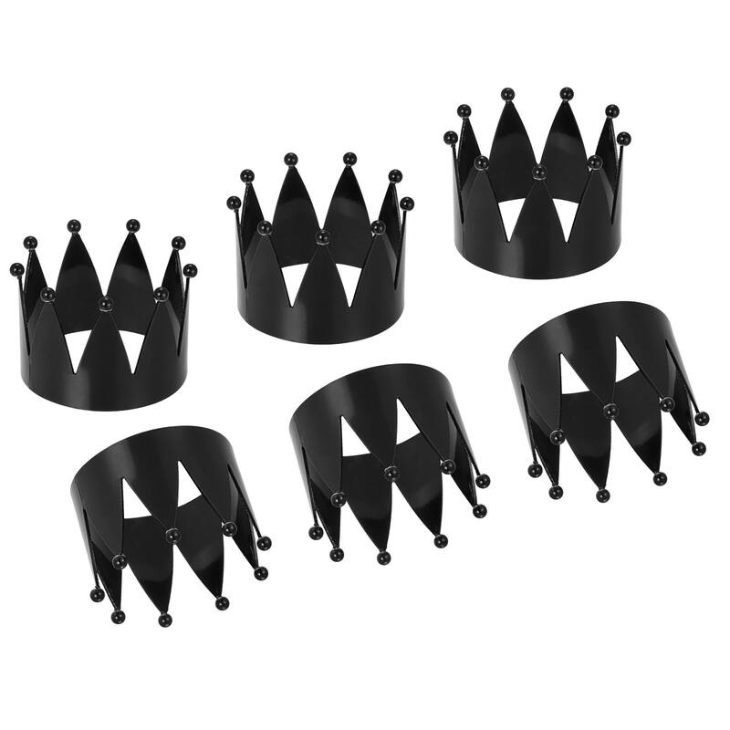 Napkin Rings, 6pcs 43mm ID Alloy Crown Shape Napkin Buckles, Black