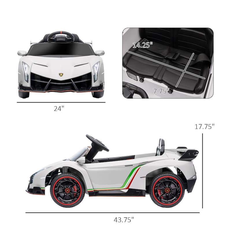 Aosom Lamborghini Veneno Licensed Kids Electric Car with Bluetooth, 12V Ride on Car with Butterfly Doors