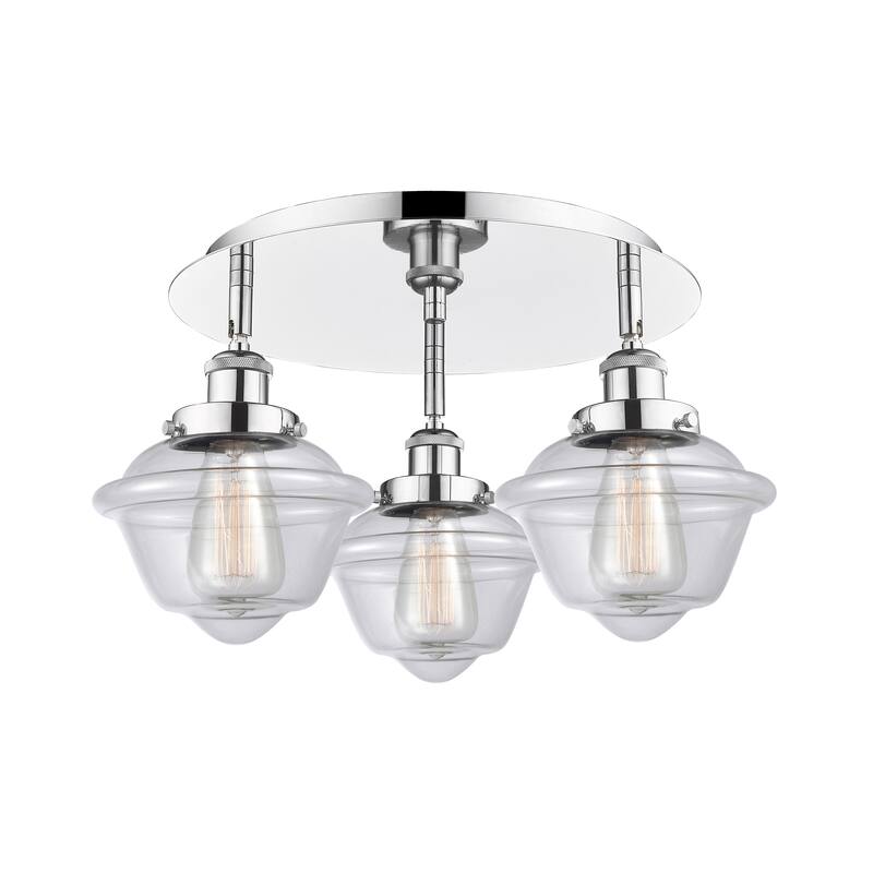 Innovations Lighting Oxford - 3 Light 18" Flush Mount - Clear/Polished Chrome