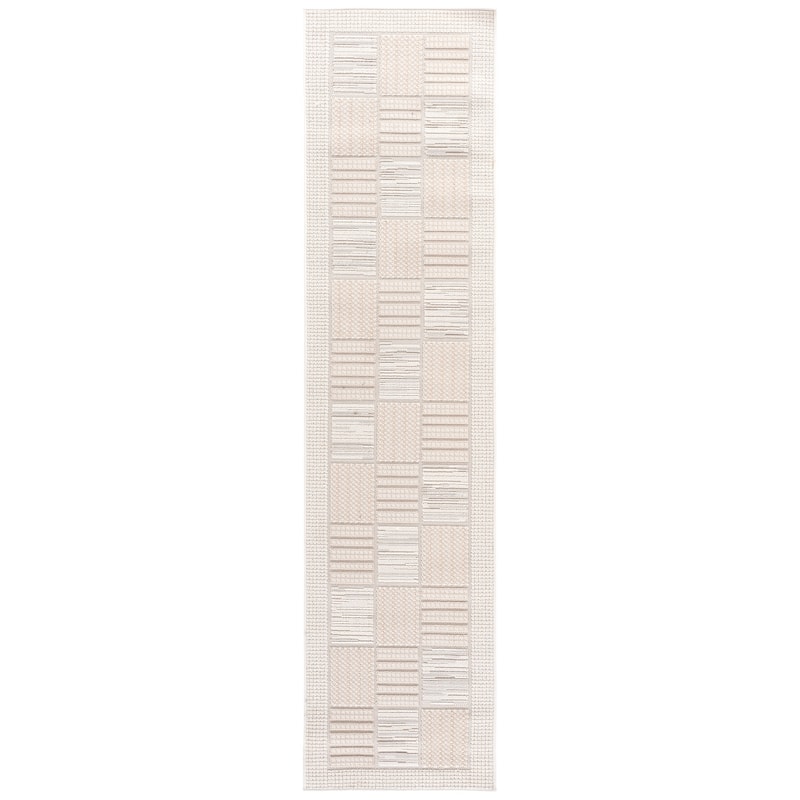 SAFAVIEH Veranda Bohdana Washable Indoor/Outdoor Rug - Weather Resistant & Easy Cleaning - 2'2" x 9' Runner - Ivory/Beige