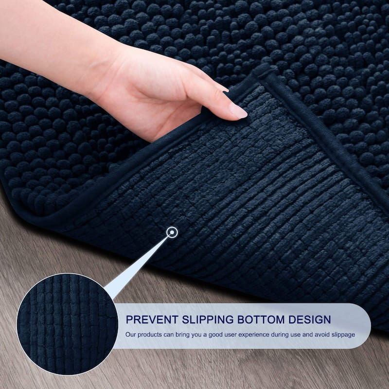 Subrtex Super Soft Absorbent Braided Bathroom Mats Chenille Bath Rugs