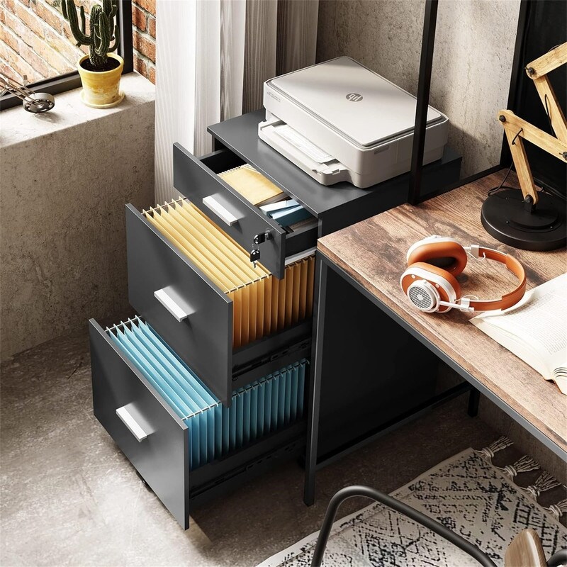 3 Drawer Rolling File Cabinet with Lock - 16