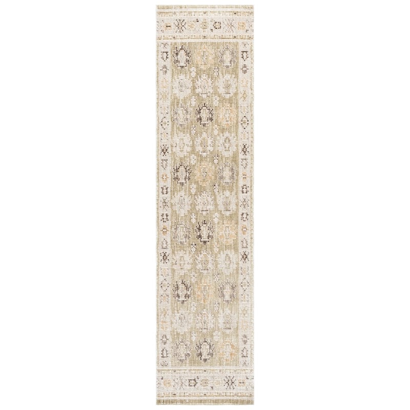 Martha Stewart by SAFAVIEH Chikage Boho Distressed Rug - 2' x 8' Runner - Green/Ivory