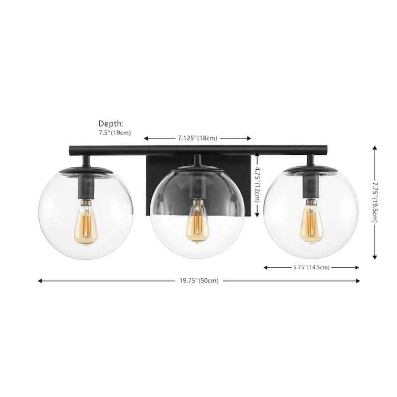 SAFAVIEH Lighting Tallina 3-Light 20-inch Glass Orb Wall Sconce (LED Bulbs Included) - 7.5 In. W x 20 In. D x 7.8 In. H
