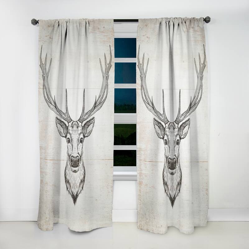 Designart 'Deer Wild and Beautiful IV' Farmhouse Blackout Curtain Single Panel