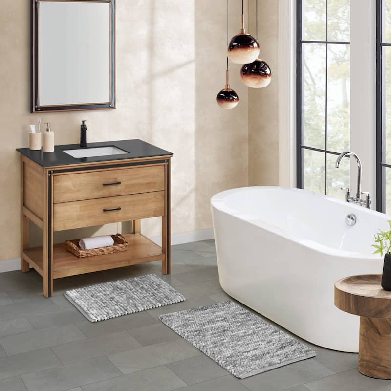 French Connection Space Dye Chunky Chenille Bath Rugs