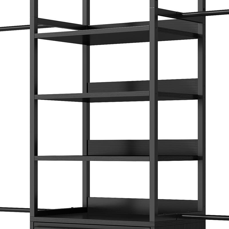 Wall-Mounted Clothing Storage Rack Multi-Functional Closet Organizer System with Adjustable Rods and Shelves