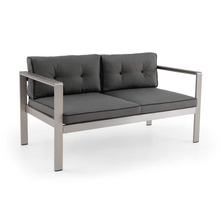 Contemporary 2-Person Sofa Chair with WPC Armrests for Balcony Backyard Porch - 54" x 28" x 24.5"