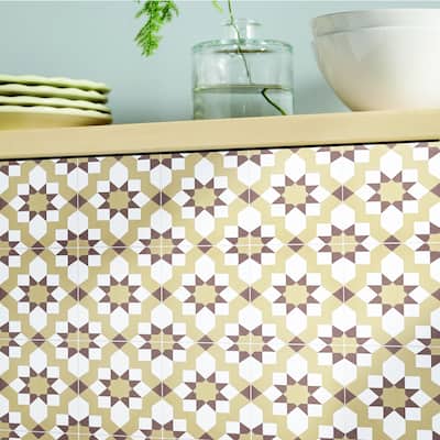 Affos Handmade Cement Tile, 8x8, Dark/Light Brown( Morocco)