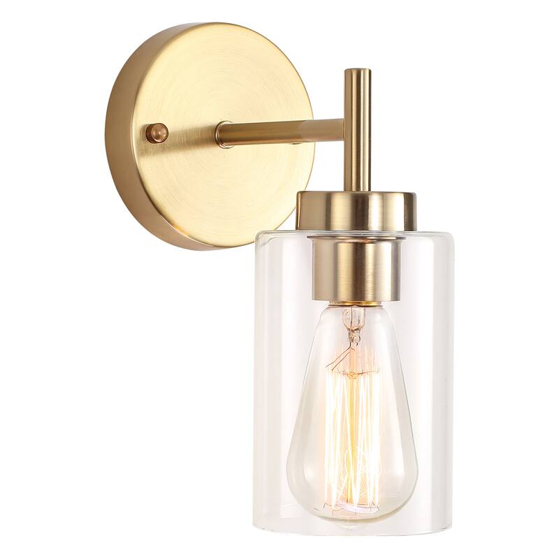 1-Light Modern Wall Sconce Bathroom Vanity Light with Glass Shade