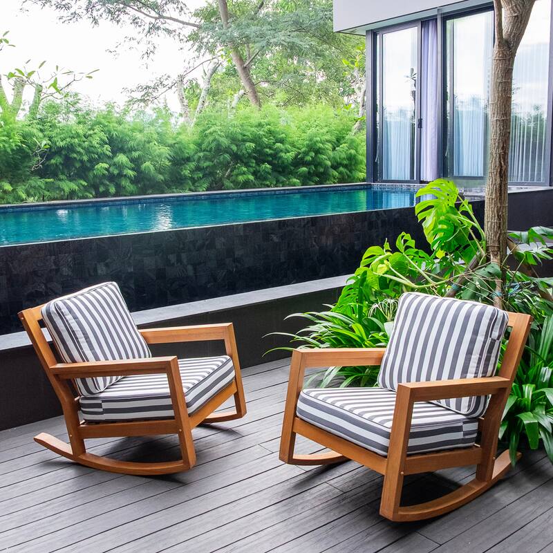 Cambridge Casual Leon Teak Outdoor Patio Rocking Chair Set of 2