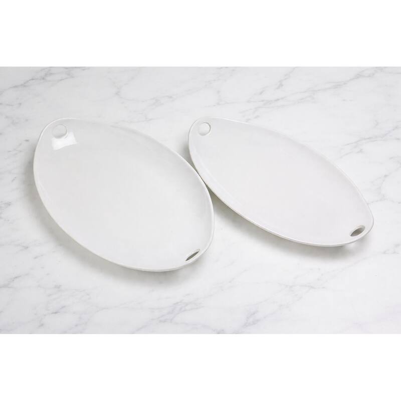 Euro Essential Classic Lisbon White Oval Platter with Loop Handle