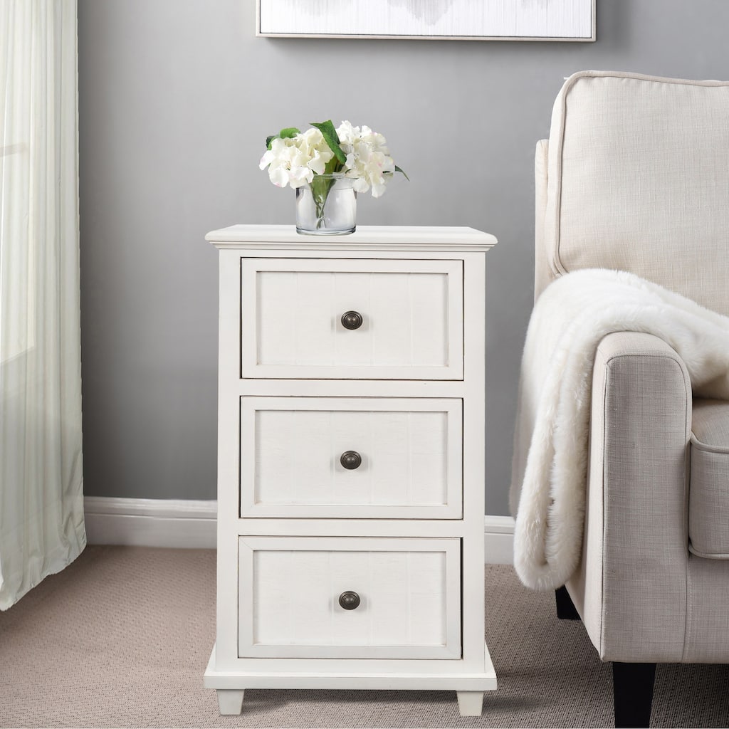 StyleCraft Three Drawer Side Table - Egg Shell