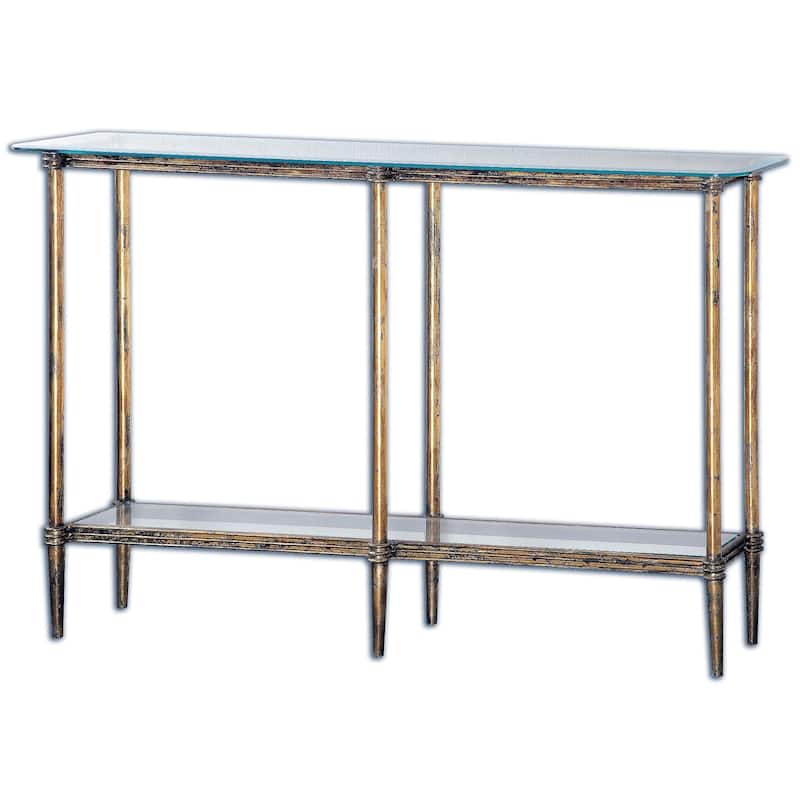 Uttermost Elenio 33" x 54" Accent Table - Gold Leaf