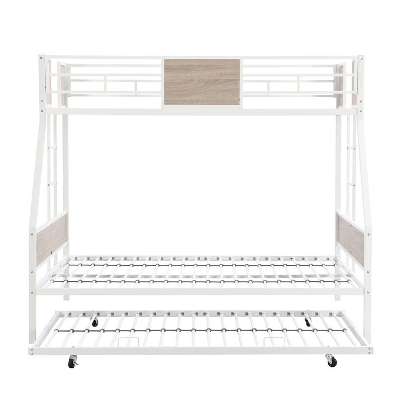 Twin over Full Metal Bunk Bed with Full-Length Guardrail, Large Under Bed Storage, Easy Assemble, Black