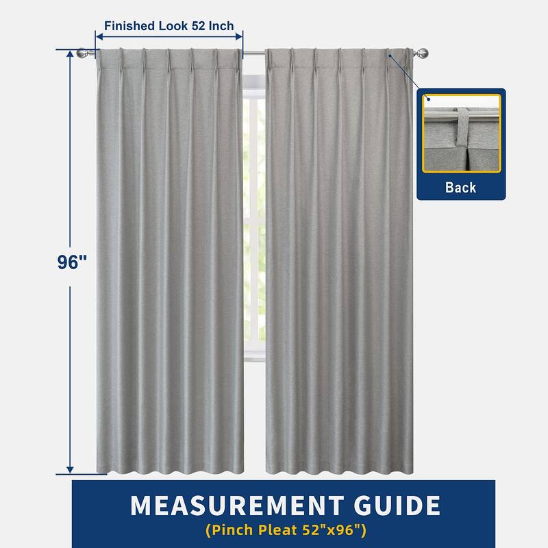 DriftAway Pinch Pleat Faux Linen Textured Blackout Curtains