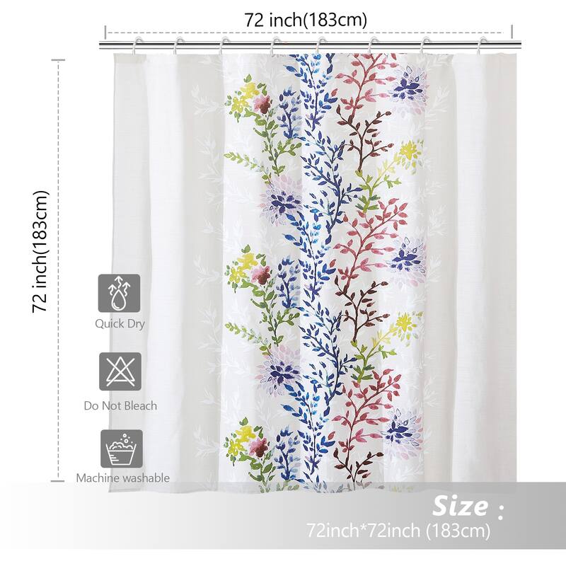 Style Quarters Dahlia Pattern 100% Cotton Shower Curtain-Colorful Leaves- 72x72"