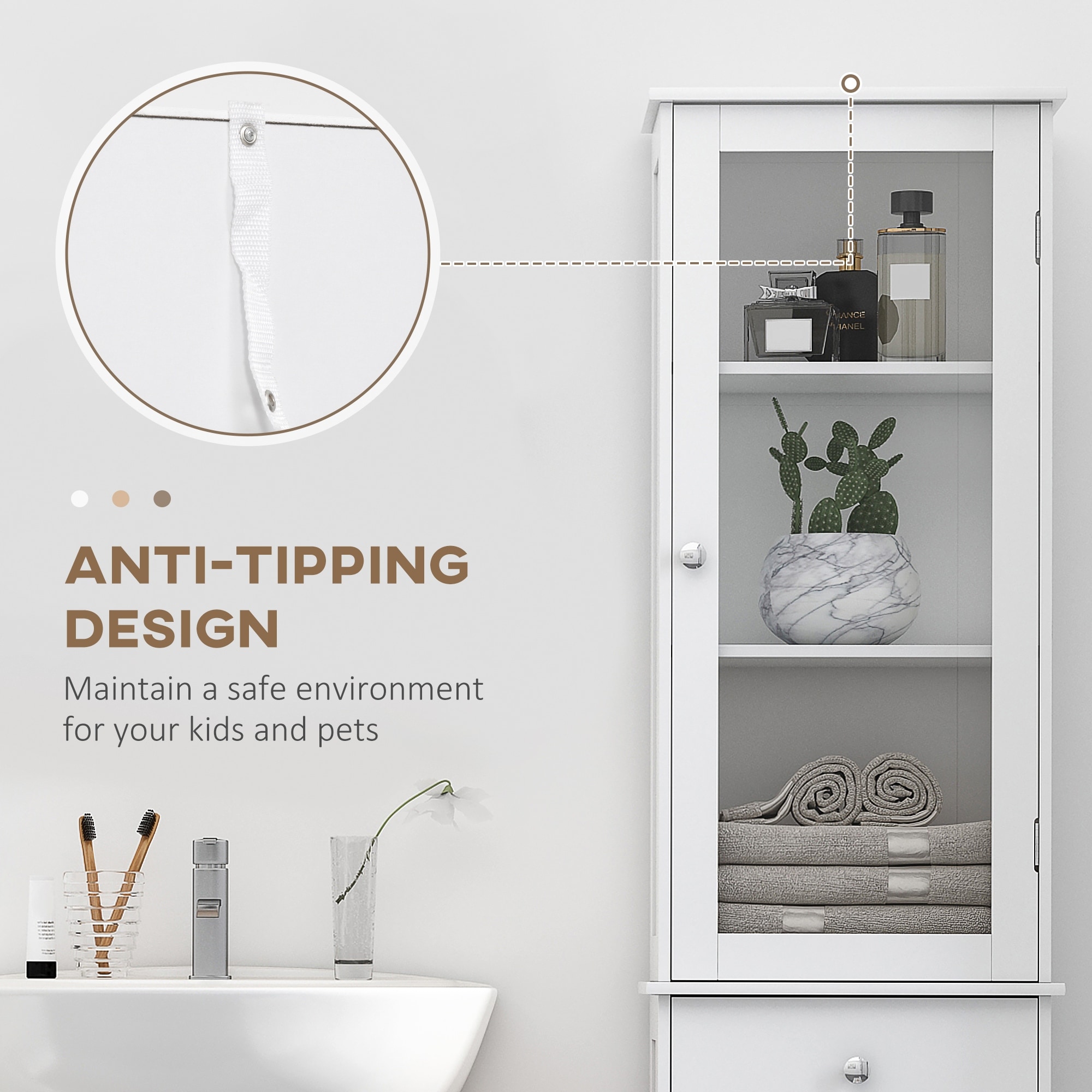 Narrow bathroom shop storage cabinet