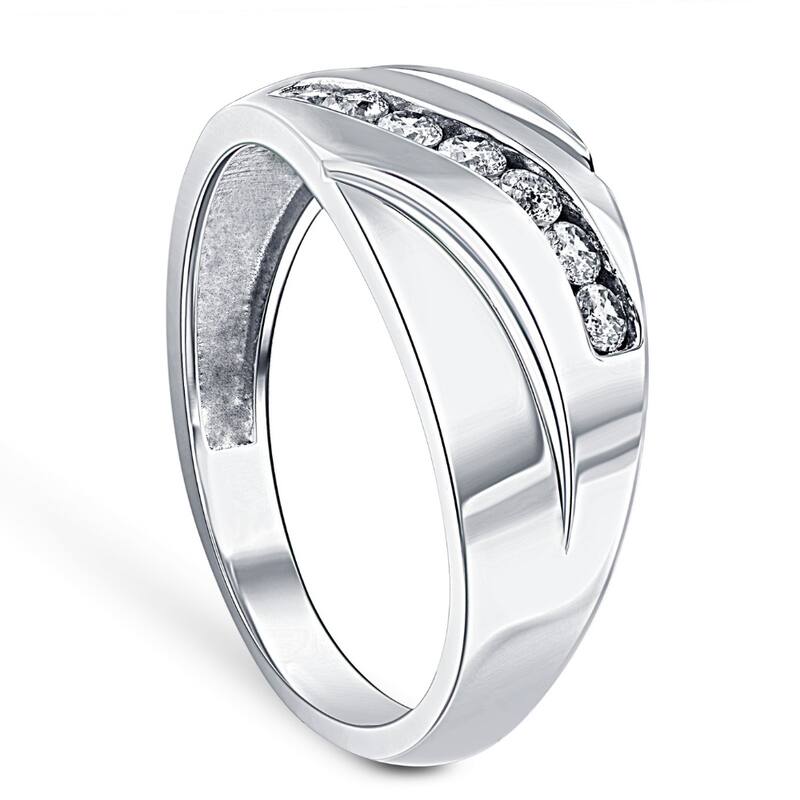 Mens 1/3ct Diamond Wedding Ring 10k White Gold Anniversary Band