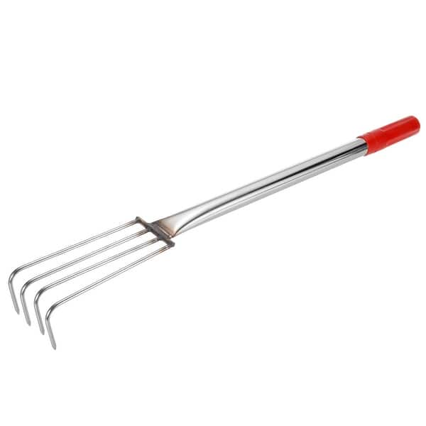 4t Silver Rake 4 Teeth Claw Rake 12.6-inch Stainless Steel Rake with Rubber Handle ...