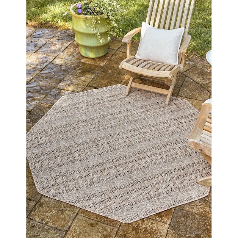 Outdoor Laaset Collection Area Rug - Natural - 7'10"x7'10" Octagon