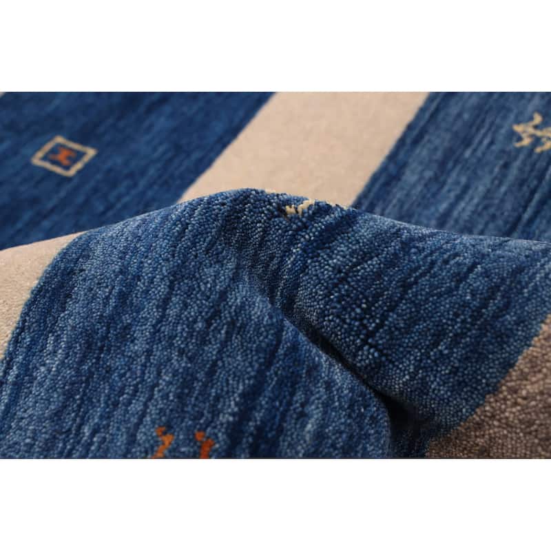 ECARPETGALLERY Hand Loomed Kashkuli Gabbeh Dark Blue Wool Rug - 6'10 x 9'9