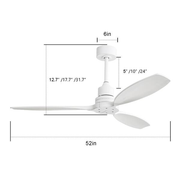 52 Inch Wood Blade Low Profile Ceiling Fan with 6 Speed Remote Control