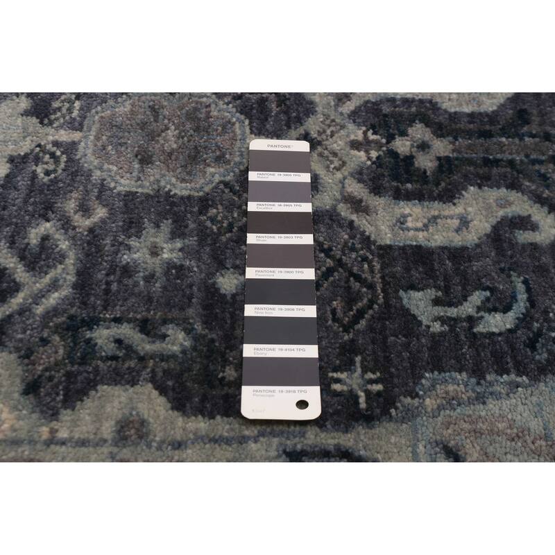 ECARPETGALLERY Hand-knotted Finest Agra Jaipur Dark Grey Wool Rug - 7'9 x 7'9
