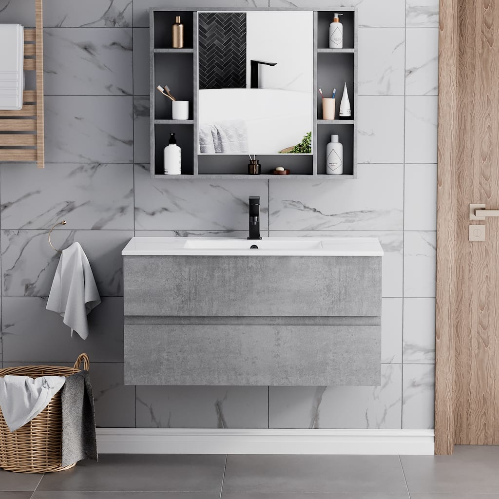 Wall Mounted Bathroom Vanity Sink Combo Cabinet Vanity Set