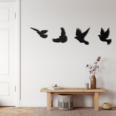 Birds Metal Wall Decor for Home and Outside - Set of 4
