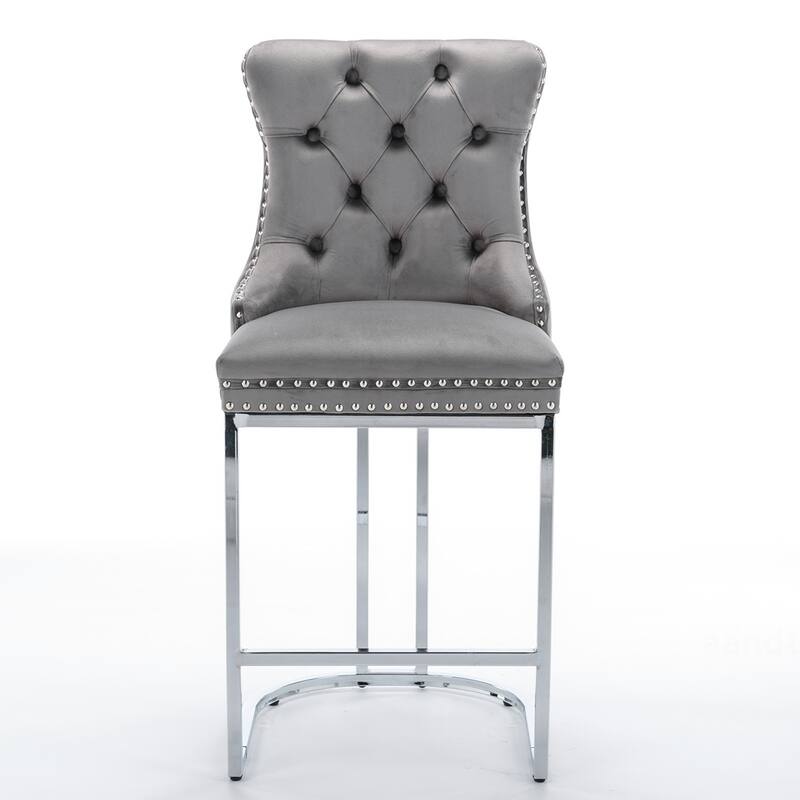 2PCS Velvet Counter Height Bar Stools