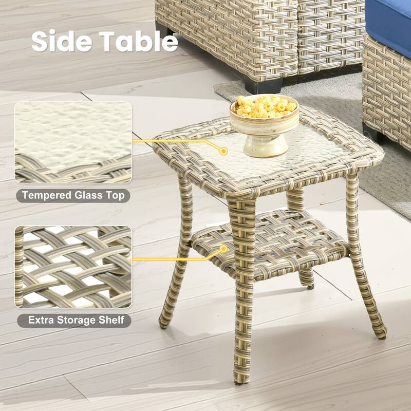 XIZZI 9-piece Patio Furniture Outdoor Wicker Swivel Chair Set