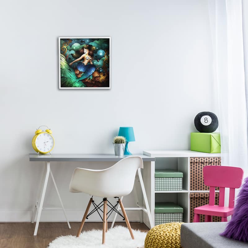 Stupell Vivid Deco Mermaid Framed Giclee Art Design By Mandie Manzano