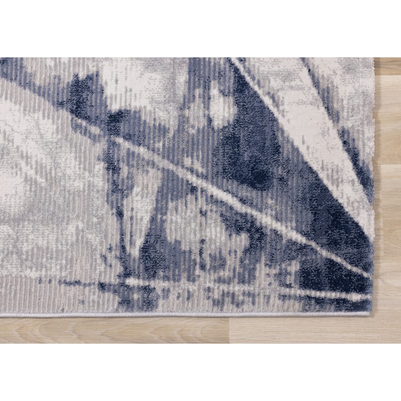 Alpine Rug Co. London Blue Cream Grey Soft Abstract Indoor Area Rug