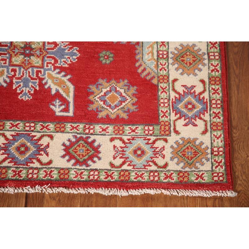 Kazak Accent Rug Hand-Knotted Oriental Wool Carpet - 3'4"x 4'10"