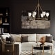 preview thumbnail 2 of 1, 35" W x 31" H 6-Light Ring Chandelier in Aged Brass with Layered White and Clear Glass - 34.5"W x 31"H