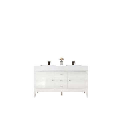 James Martin Vanities Linear 59" Double Vanity, Glossy White