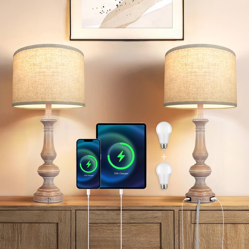 27 in. Light Brown Resin Table Lamp - N/A