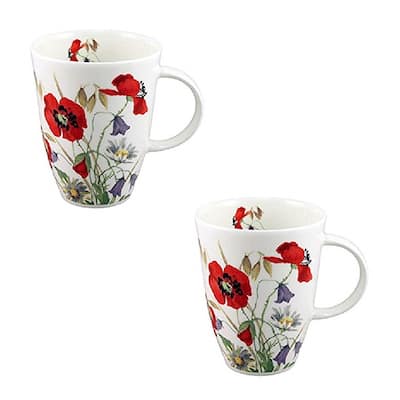 Roy Kirkham Louise Mug - English Meadow Set of 2, Bone China Ceramic Made in England