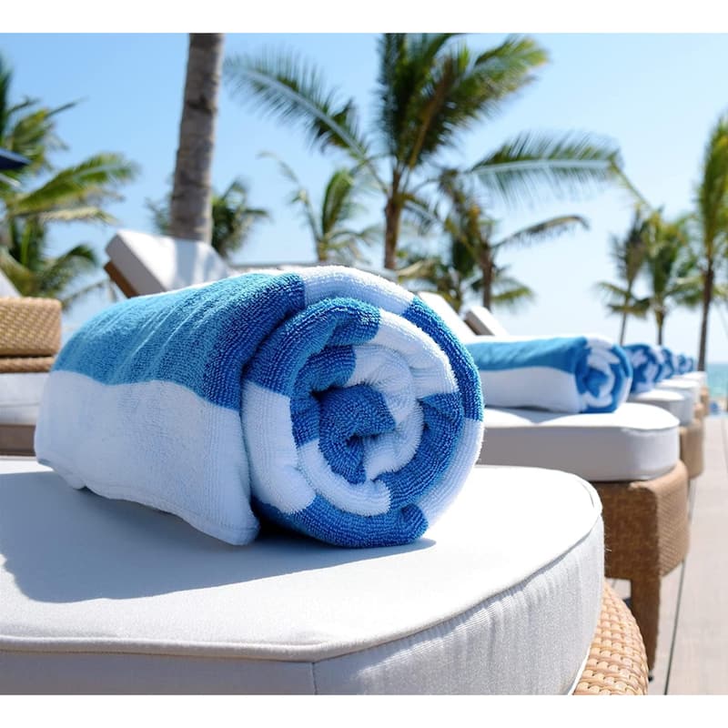 White Classic Luxury Cabana Striped Oversized Beach Towel 35x70" | Set of 2